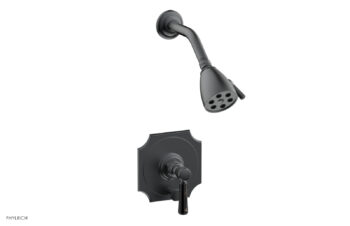 Phylrich HENRI Pressure Balance Shower and Diverter Set - Black Marble Handle (Less Spout) 4-163 - Gun Metal