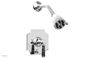 Phylrich HENRI Pressure Balance Shower and Diverter Set - Black Marble Handle (Less Spout) 4-163 - Polished Chrome