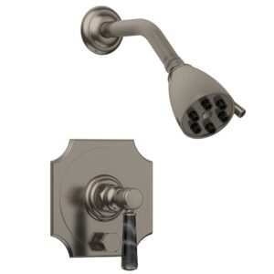 Phylrich HENRI Pressure Balance Shower and Diverter Set – Black Marble Handle (Less Spout) 4-163 – Pewter