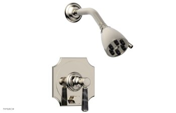 Phylrich HENRI Pressure Balance Shower and Diverter Set - Black Marble Handle (Less Spout) 4-163 - Polished Nickel
