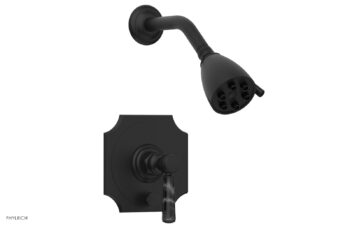 Phylrich HENRI Pressure Balance Shower and Diverter Set - Black Marble Handle (Less Spout) 4-163 - Matte Black