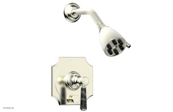 Phylrich HENRI Pressure Balance Shower and Diverter Set - Black Marble Handle (Less Spout) 4-163 - Satin Nickel