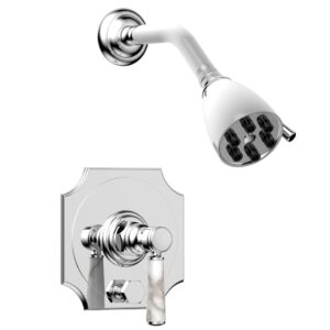 Phylrich HENRI Pressure Balance Shower and Diverter Set -White Marble Handle (Less Spout) 4-163 – Polished Chrome