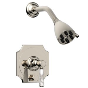 Phylrich HENRI Pressure Balance Shower and Diverter Set -White Marble Handle (Less Spout) 4-163 – Polished Nickel