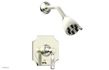 Phylrich HENRI Pressure Balance Shower and Diverter Set -White Marble Handle (Less Spout) 4-163 - Satin Nickel