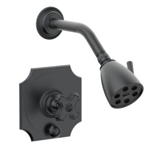 Phylrich MARVELLE Pressure Balance Shower and Diverter Set (Less Spout), Cross Handle 4-477 – Gun Metal