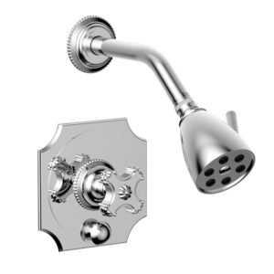 Phylrich MARVELLE Pressure Balance Shower and Diverter Set (Less Spout), Cross Handle 4-477 – Polished Chrome