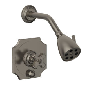 Phylrich MARVELLE Pressure Balance Shower and Diverter Set (Less Spout), Cross Handle 4-477 – Pewter