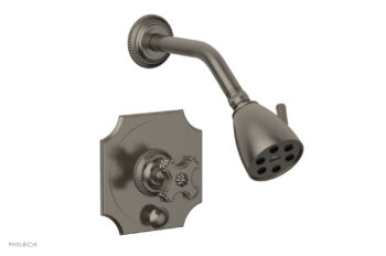 Phylrich MARVELLE Pressure Balance Shower and Diverter Set (Less Spout), Cross Handle 4-477 - Pewter