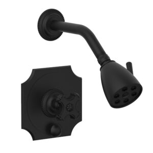 Phylrich MARVELLE Pressure Balance Shower and Diverter Set (Less Spout), Cross Handle 4-477 – Matte Black