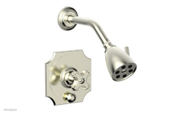Phylrich MARVELLE Pressure Balance Shower and Diverter Set (Less Spout), Cross Handle 4-477 - Satin Nickel