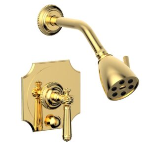Phylrich MARVELLE Pressure Balance Shower and Diverter Set (Less Spout), Lever Handle 4-478 – Polished Gold