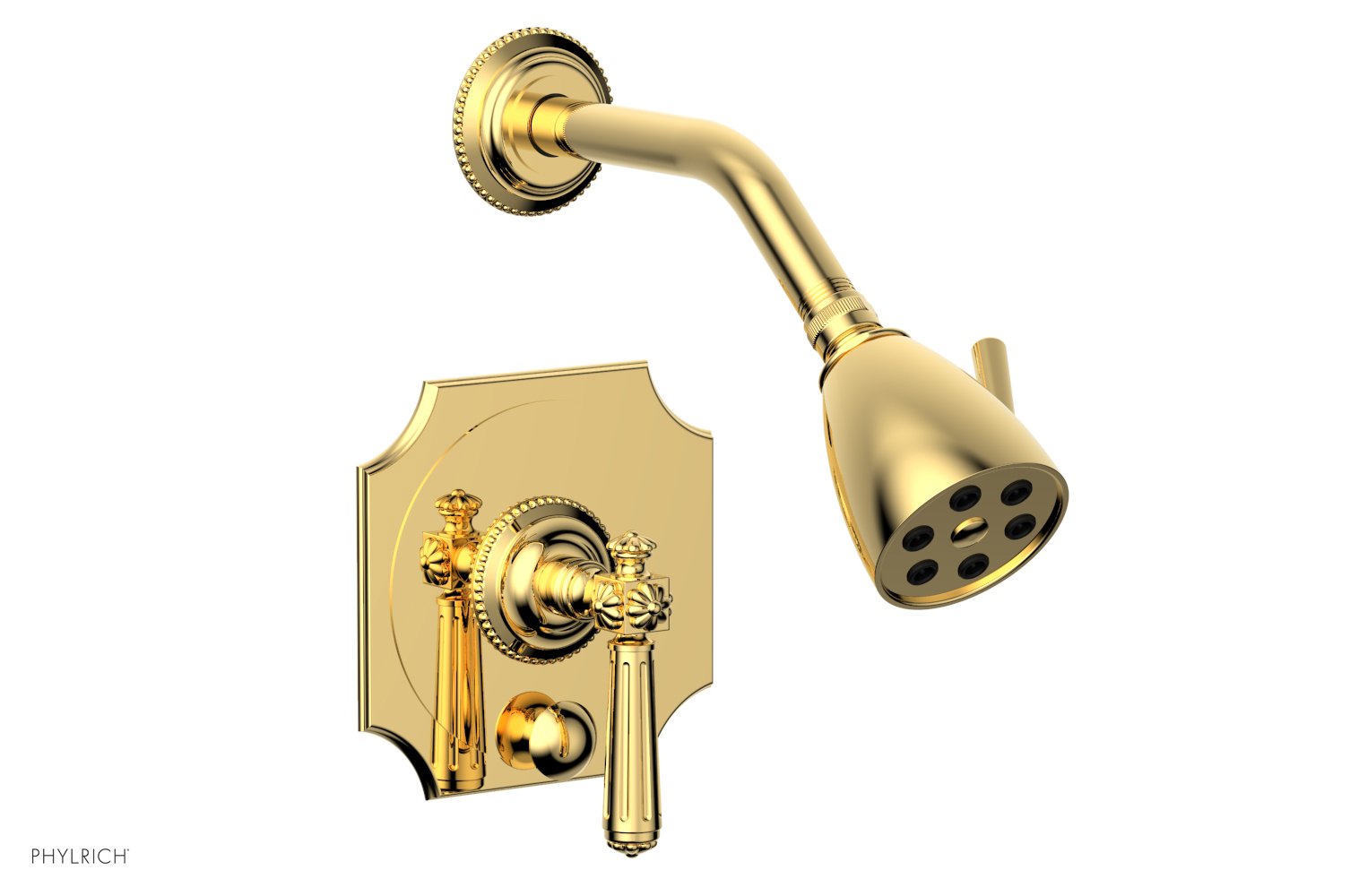 Phylrich MARVELLE Pressure Balance Shower and Diverter Set (Less Spout), Lever Handle 4-478 - Polished Gold