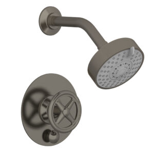 Phylrich WORKS Pressure Balance Shower and Diverter Set (Less Spout), Cross Handle 4-614 – Pewter