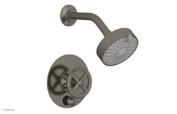 Phylrich WORKS Pressure Balance Shower and Diverter Set (Less Spout), Cross Handle 4-614 - Pewter