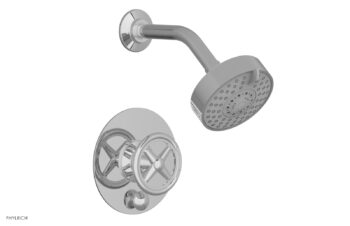 Phylrich WORKS Pressure Balance Shower and Diverter Set (Less Spout), Cross Handle 4-614 - Polished Chrome