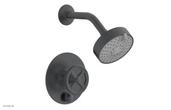 Phylrich WORKS Pressure Balance Shower and Diverter Set (Less Spout), Cross Handle 4-614 - Gun Metal