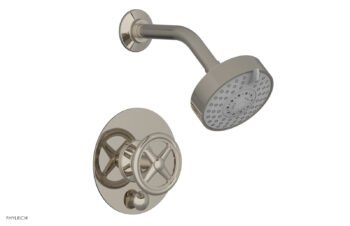 Phylrich WORKS Pressure Balance Shower and Diverter Set (Less Spout), Cross Handle 4-614 - Polished Nickel