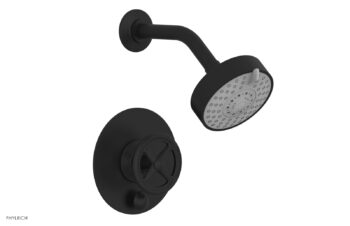 Phylrich WORKS Pressure Balance Shower and Diverter Set (Less Spout), Cross Handle 4-614 - Matte Black