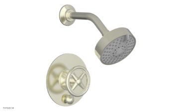Phylrich WORKS Pressure Balance Shower and Diverter Set (Less Spout), Cross Handle 4-614 - Satin Nickel