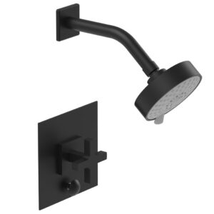 Phylrich CROI – Pressure Balance Shower and Diverter Set (Less Spout), Cross Handle 4-729 – Matte Black