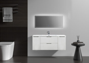 Them 48" White Fluted Vanity - Image 2