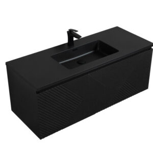 Mar 48″ Black Vanity With Black Countertop