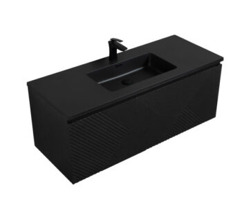 Mar 48" Black Vanity With Black Countertop