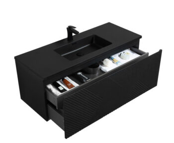 Mar 48" Black Vanity With Black Countertop - Image 3