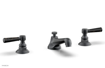 Phylrich HEX TRADITIONAL Widespread Faucet - Black Marble Lever Handles 500-03 - Gun Metal