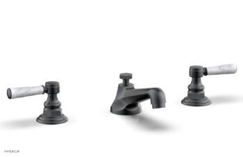 Phylrich HEX TRADITIONAL Widespread Faucet - White Marble Lever Handles 500-03 - Gun Metal