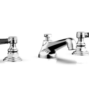 Phylrich HEX TRADITIONAL Widespread Faucet – Black Marble Lever Handles 500-03 – Polished Chrome
