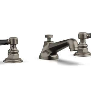Phylrich HEX TRADITIONAL Widespread Faucet – Black Marble Lever Handles 500-03 – Pewter