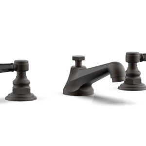 Phylrich HEX TRADITIONAL Widespread Faucet – Black Marble Lever Handles 500-03 – Oil Rubbed Bronze