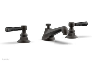 Phylrich HEX TRADITIONAL Widespread Faucet - Black Marble Lever Handles 500-03 - Oil Rubbed Bronze
