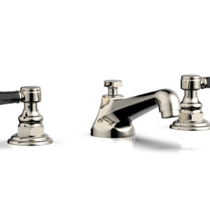 Phylrich HEX TRADITIONAL Widespread Faucet – Black Marble Lever Handles 500-03 – Polished Nickel