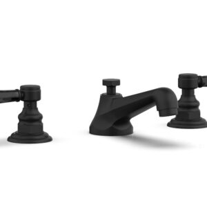 Phylrich HEX TRADITIONAL Widespread Faucet – Black Marble Lever Handles 500-03 – Matte Black