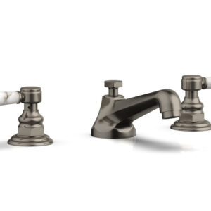 Phylrich HEX TRADITIONAL Widespread Faucet – White Marble Lever Handles 500-03 – Pewter