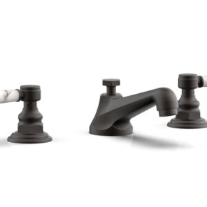 Phylrich HEX TRADITIONAL Widespread Faucet – White Marble Lever Handles 500-03 – Oil Rubbed Bronze