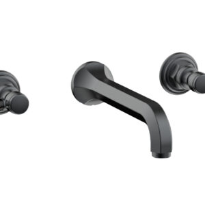 Phylrich HEX TRADITIONAL Wall Lavatory Set – Black Marble Lever Handles 500-13 – Gun Metal