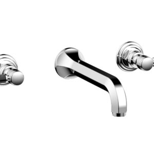 Phylrich HEX TRADITIONAL Wall Lavatory Set – Black Marble Lever Handles 500-13 – Polished Chrome