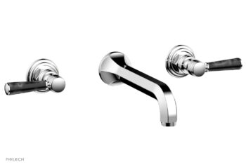 Phylrich HEX TRADITIONAL Wall Lavatory Set - Black Marble Lever Handles 500-13 - Polished Chrome