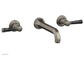 Phylrich HEX TRADITIONAL Wall Lavatory Set - Black Marble Lever Handles 500-13 - Pewter