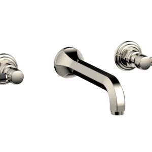 Phylrich HEX TRADITIONAL Wall Lavatory Set – Black Marble Lever Handles 500-13 – Polished Nickel