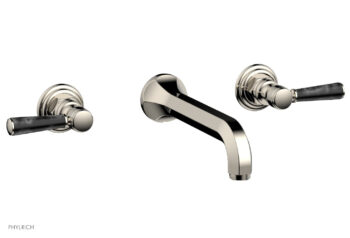 Phylrich HEX TRADITIONAL Wall Lavatory Set - Black Marble Lever Handles 500-13 - Polished Nickel