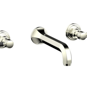 Phylrich HEX TRADITIONAL Wall Lavatory Set – Black Marble Lever Handles 500-13 – Satin Nickel