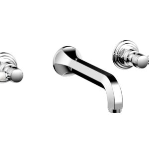 Phylrich HEX TRADITIONAL Wall Lavatory Set – White Marble Lever Handles 500-13 – Polished Chrome