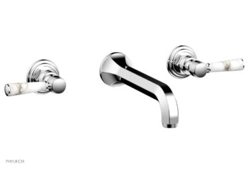 Phylrich HEX TRADITIONAL Wall Lavatory Set - White Marble Lever Handles 500-13 - Polished Chrome