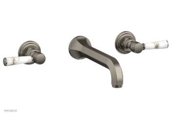 Phylrich HEX TRADITIONAL Wall Lavatory Set - White Marble Lever Handles 500-13 - Pewter