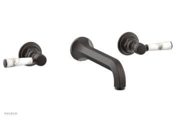 Phylrich HEX TRADITIONAL Wall Lavatory Set - White Marble Lever Handles 500-13 - Oil Rubbed Bronze